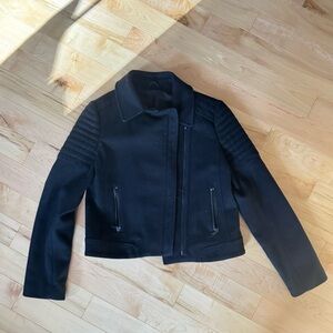 VINCE Black Wool Moto Jacket